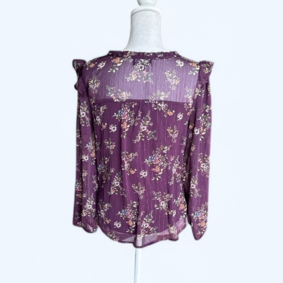 Plum Color Shimmer Ruffle Boule Size Petite Medium - Picture 2 of 5